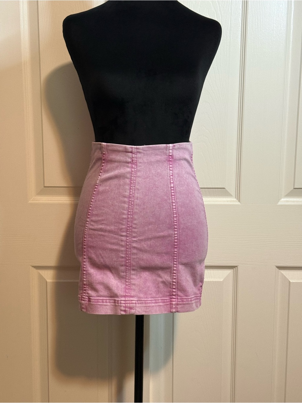 Free People Pink Denim Mini Skirt